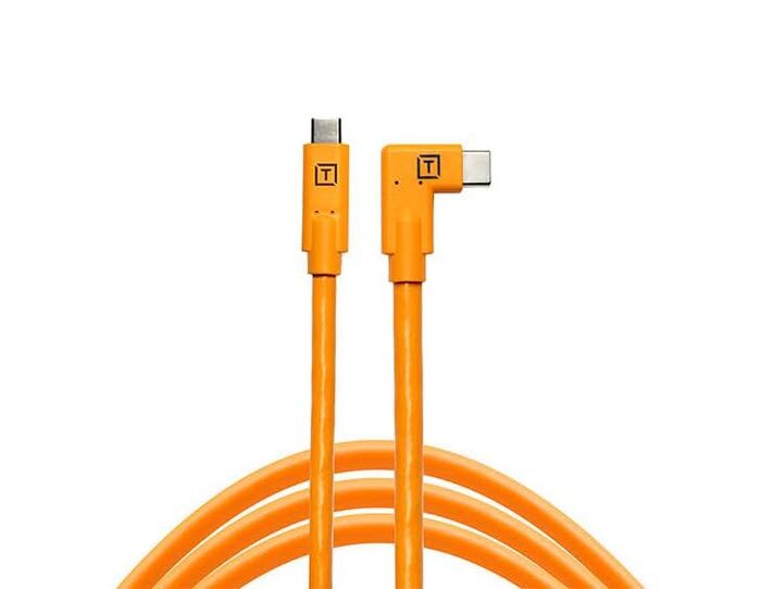TetherPro USB-C to USB-C 5G, 15′ (4.6m), Right Angle Cable - CUC15RT-ORG